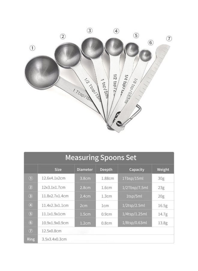 6-Piece Measuring Spoons Set with Measuring Ruler silver