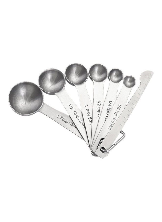 6-Piece Measuring Spoons Set with Measuring Ruler silver