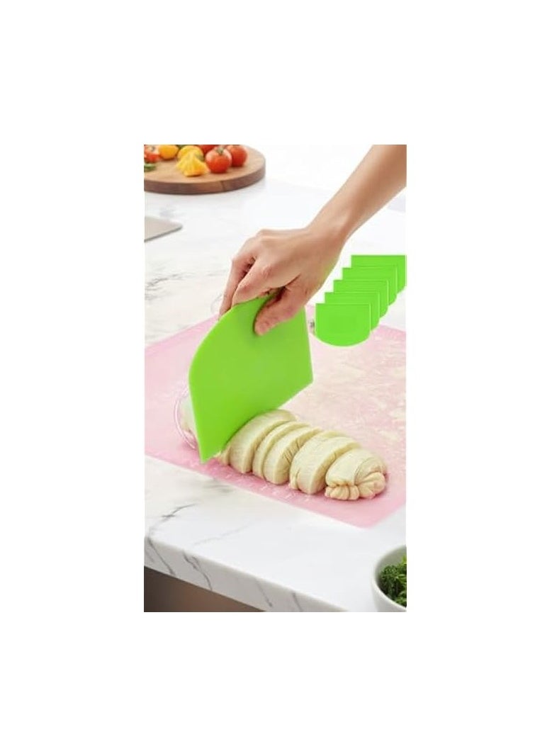 Versatile Green Dough Bowl Tools - 5pcs Dough Spatulas for Baking & Cooking: Pastry, Cake, Bread, Pizza - Multi-Function Plastic Scraper Set - Kitchen Essential for Precise Dough Handling