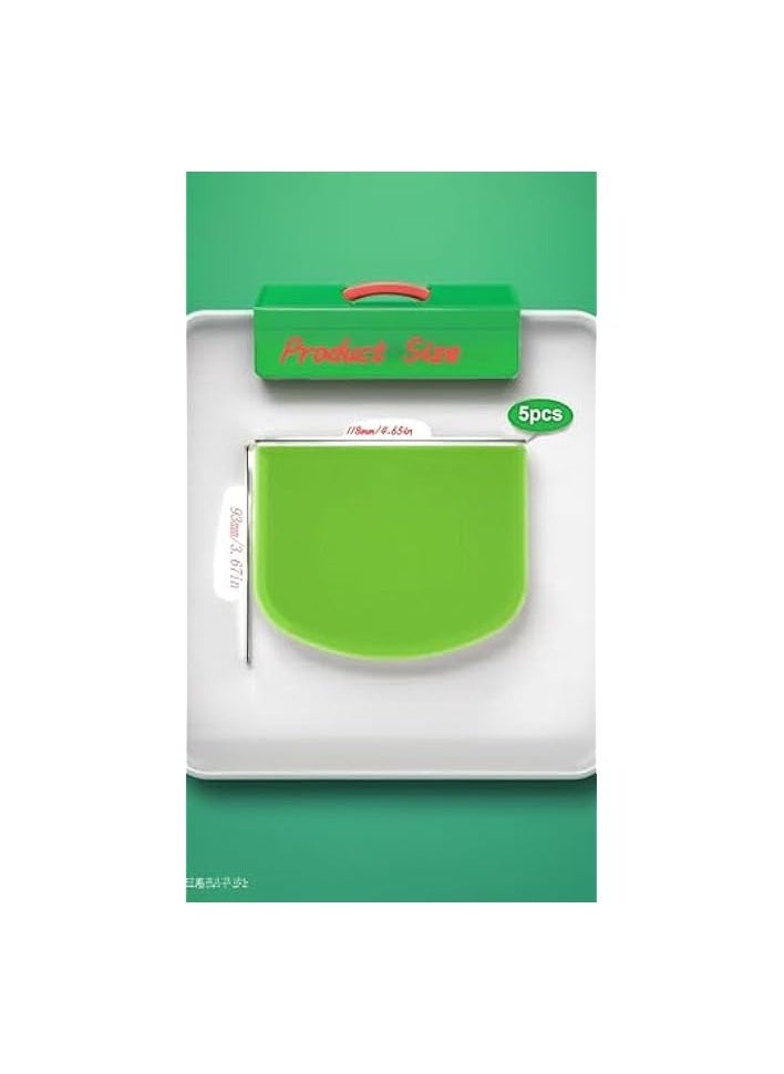 Versatile Green Dough Bowl Tools - 5pcs Dough Spatulas for Baking & Cooking: Pastry, Cake, Bread, Pizza - Multi-Function Plastic Scraper Set - Kitchen Essential for Precise Dough Handling