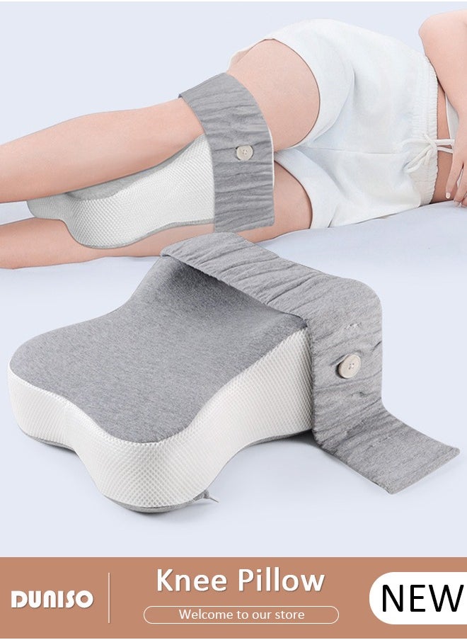 Knee Pillow for Side Sleepers, Memory Foam Leg Pillow for Sleeping, Ergonomic Side Sleeping Pillows with Removable and Washable Cover, Leg Positioner Pillows for Sciatica Relief, Back, Leg, Hip, Pregnancy and Joint Pain