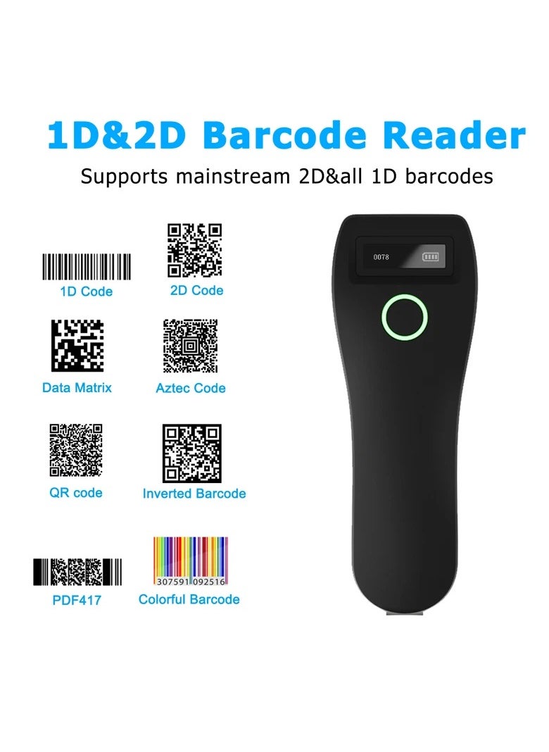 Barcode Scanner, C70 Wireless 1D 2D CMOS Scanner, USB Bluetooth Mini Pocket QR Reader iOS Android Windows for Mobile Payment