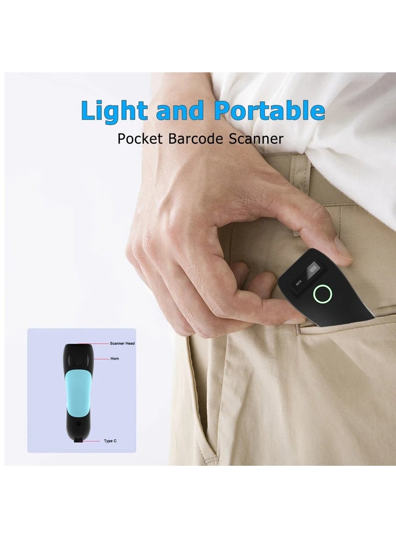 Barcode Scanner, C70 Wireless 1D 2D CMOS Scanner, USB Bluetooth Mini Pocket QR Reader iOS Android Windows for Mobile Payment