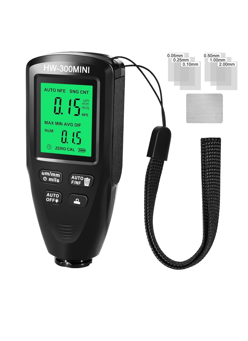 Coating Thickness Gauge 0-2000μm, Thickness Gauge with Digital LCD Display & Battery Level, Paint Layer Gauge Auto Fe & NFe Probe Digital Paint Gauge for Car Paint Tester