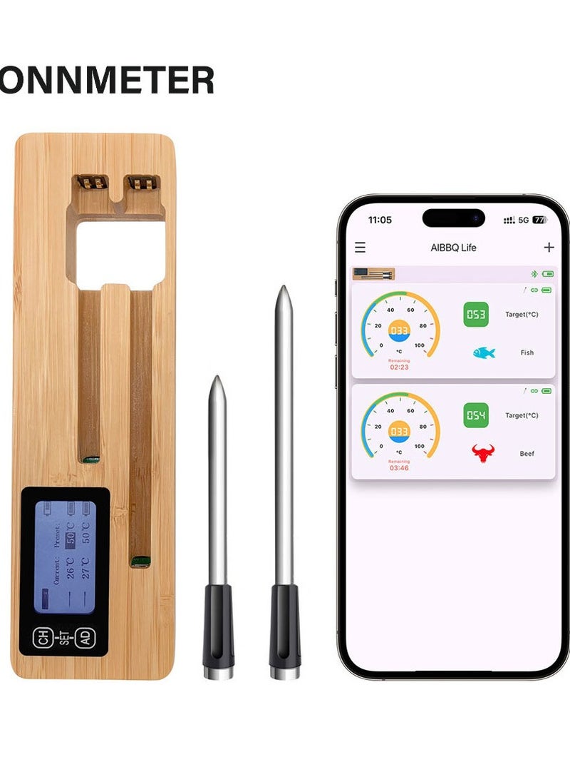 Wireless Meat Thermometer, Bluetooth Meat Thermometer with Waterproof Probe 165FT Wireless Range for BBQ Oven Grill Smoker Rotisserie