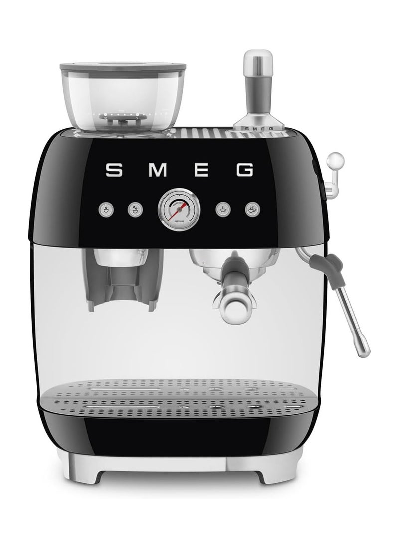 50s Retro Style Coffee Machine with Built-in Grinder, Manual Espresso Maker, 4L Water Tank, Gloss Finish