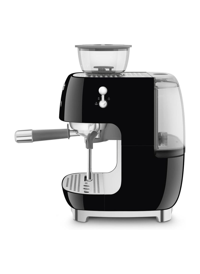 50s Retro Style Coffee Machine with Built-in Grinder, Manual Espresso Maker, 4L Water Tank, Gloss Finish