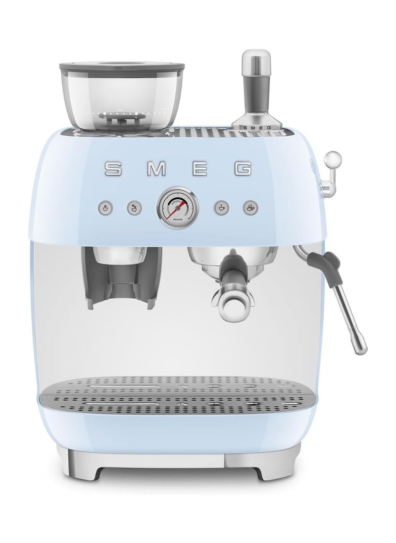 50s Retro Style Coffee Machine with Built-in Grinder, Manual Espresso Maker, 4L Water Tank, Gloss Finish