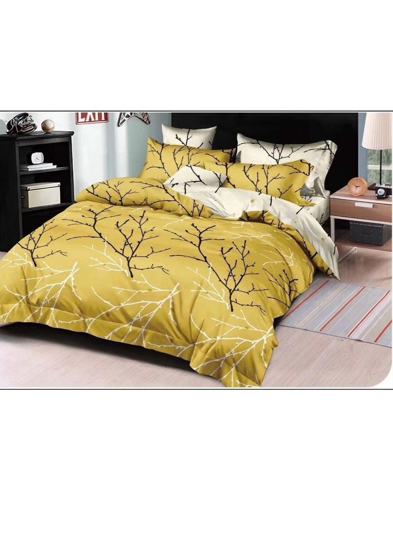6-Piece Comforter Set – Soft, Comfortable  King size 1-PC fitted bedsheet 200 * 200cm,1-PCS Comforter 220 * 240 fixed, 4PCS Super Soft Pillowcases
