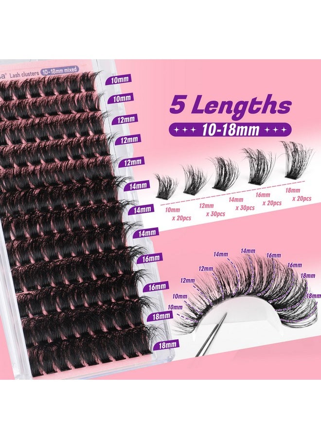 Fluffy Lash Clusters 100D Eyelash Clusters 10-18Mm Fluffy Volume Individual Lashes D Curl Cluster Eyelash Extensions Diy Lash Extension For Beginners