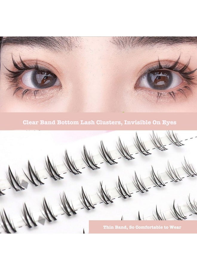 Lash Clusters Diy Eyelash Extensions - Daoder 90Pcs Wispy Natural Look Clear Band Lashes For Bottom Eyelashes 6Mm