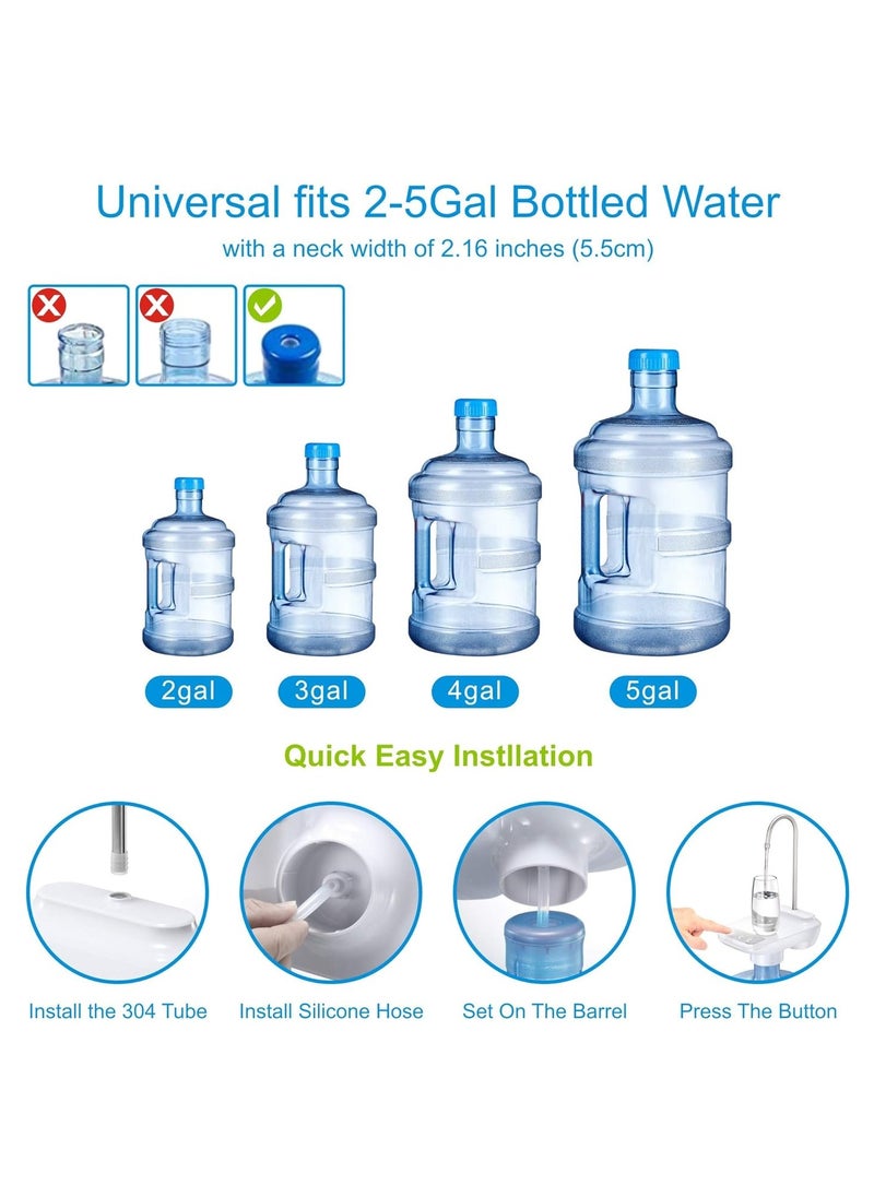 Electric Water Bottle Pump, USB Charging Automatic Drinking Water Dispenser, 30 Days Battery Life, Portable Water Bottle Switch for Universal 1-5 Gallon Bottle, for Home, Office, Travel