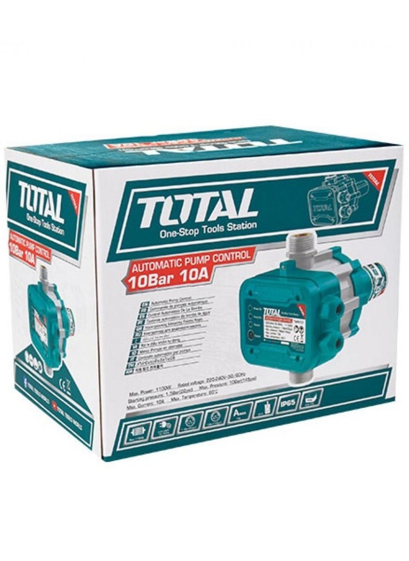 TOTAL Automatic Pump Control 1100W - TWPS101, Water Pressure Controller for Pump Systems, 220-240V, Max Pressure 10bar, 1