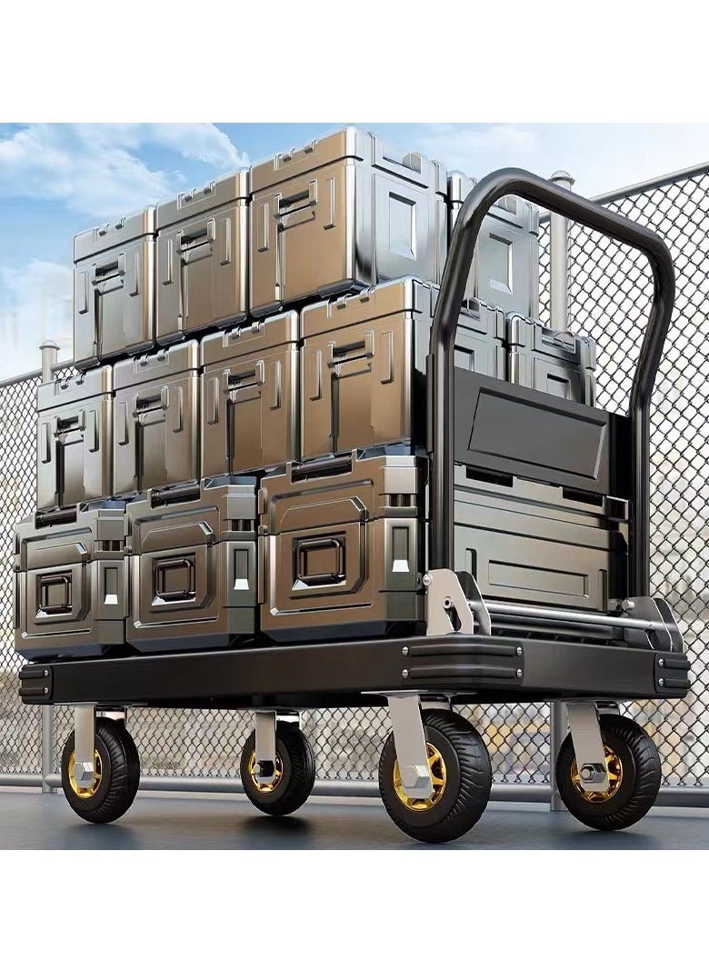 Trolley,Foldable Portable Multifunction Folding Shopping Cart,Flatbed,Small Car Heavy Steel Handcart