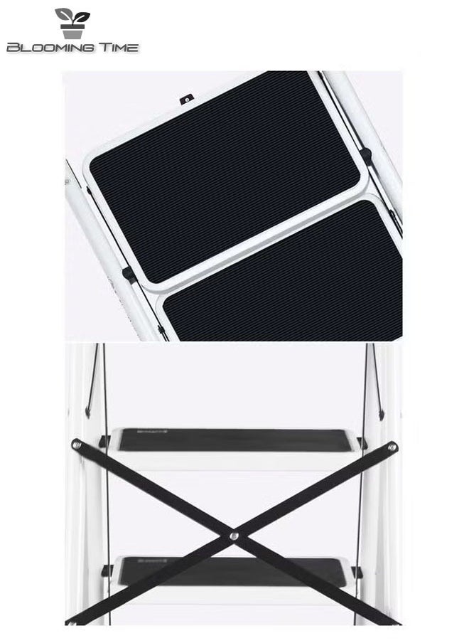 2-Layer Folding Step Ladder, Non-Slip, Black/White 49x51x77.5CM