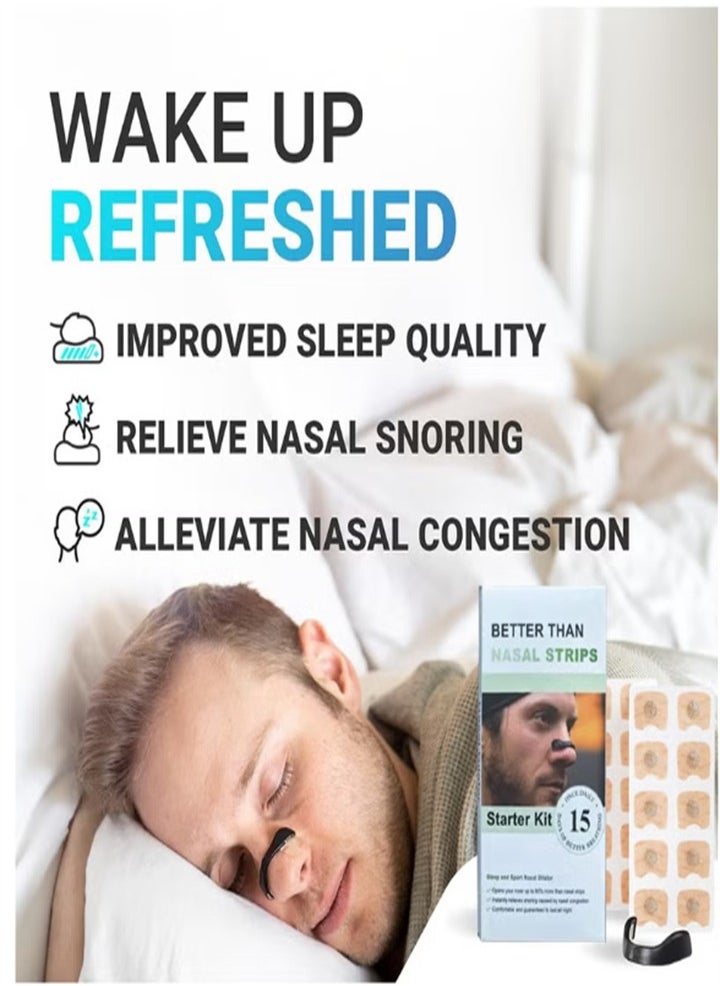 Magnetic Nose Strips (15pcs) Anti Snoring to Promote Oxygen and Improve Sleep Quality - Sweatproof and Skin Safe Nose Strips