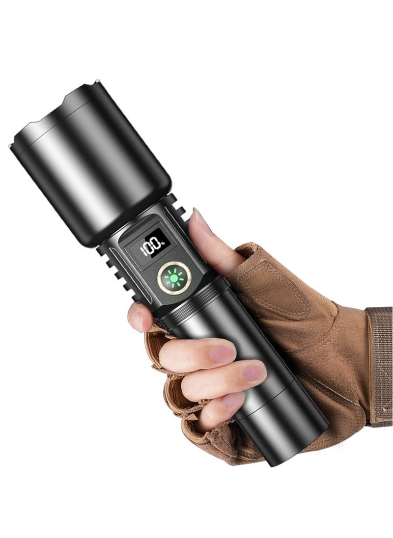 P90 SX508 Multi Functional Waterproof Telescopic Flashlight With Digital Display Battery Indicator