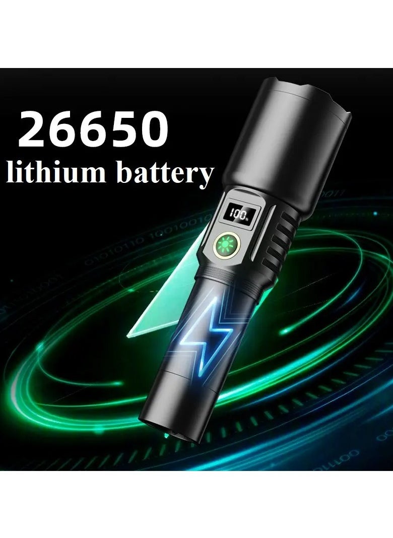 P90 SX508 Multi Functional Waterproof Telescopic Flashlight With Digital Display Battery Indicator