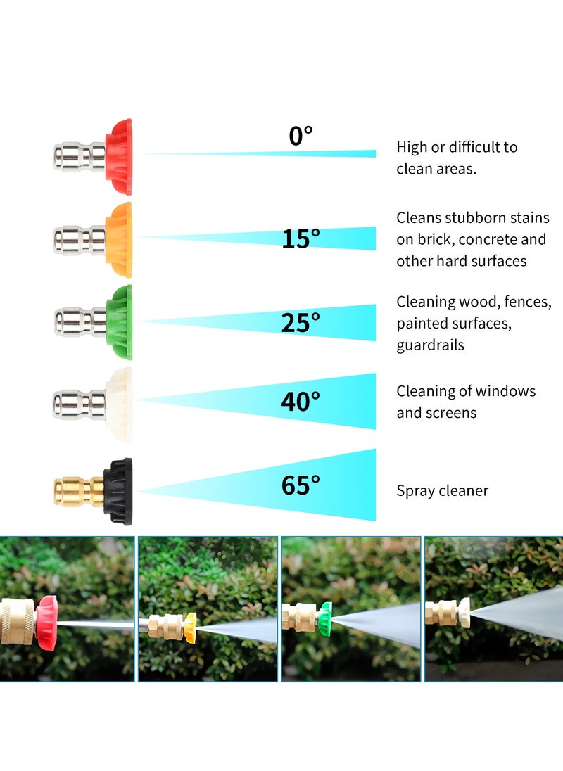 4000PSI High Pressure Washer Gun Handle with 5 Water Nozzle with 5 Water Nozzle Tip, Car Wash Spray Gun no Hose, M22-14 Hose Connector & 1/4