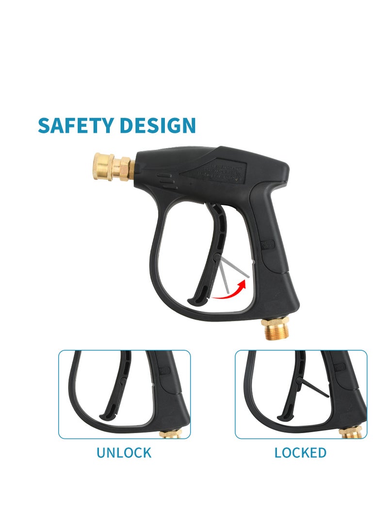 4000PSI High Pressure Washer Gun Handle with 5 Water Nozzle with 5 Water Nozzle Tip, Car Wash Spray Gun no Hose, M22-14 Hose Connector & 1/4