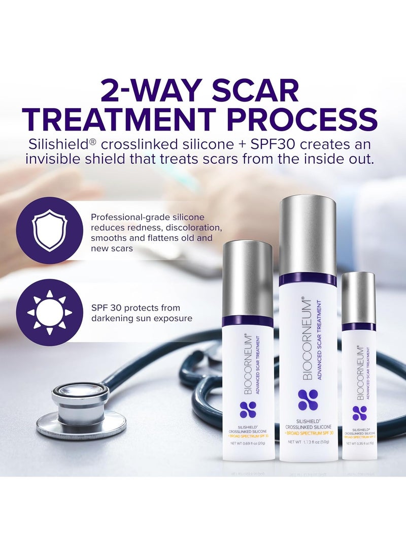 Advanced Scar Treatment with Silishield® & SPF 30 20g – Made in the USA, Fast-Drying, Water-Resistant Silicone Scar Gel - Surgeon Recommended for New & Old Scars - Suitable for Children Over 6 Months