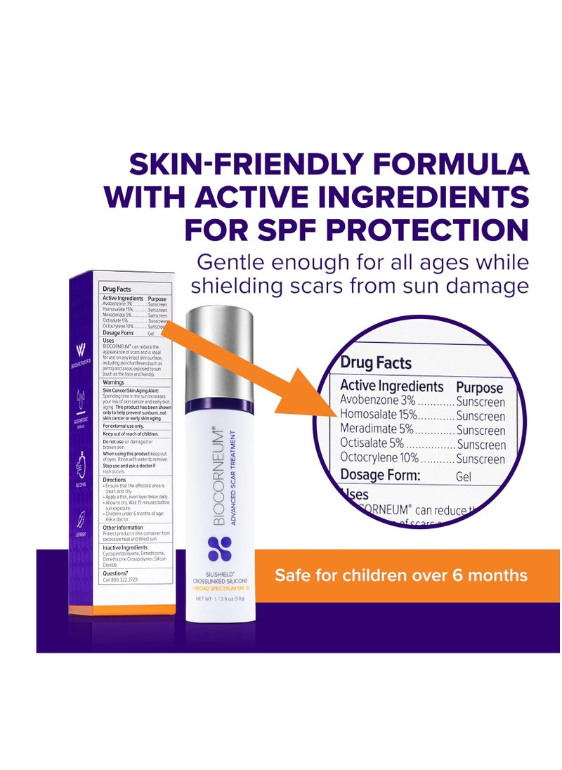 Advanced Scar Treatment with Silishield® & SPF 30 20g – Made in the USA, Fast-Drying, Water-Resistant Silicone Scar Gel - Surgeon Recommended for New & Old Scars - Suitable for Children Over 6 Months