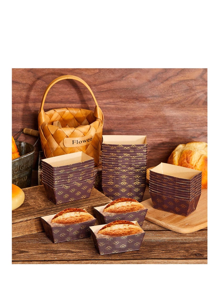 Mini Paper Loaf Pans, 50 Pieces Disposable Paper Baking Loft Pans, Paper Rectangle Paper Baking Pans for Quick Bread Small Pumpkin Breads, Microwave Oven Freezer Safe (3.1 x 1.5 x 1.7 Inch)