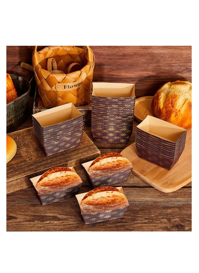 Mini Paper Loaf Pans, 50 Pieces Disposable Paper Baking Loft Pans, Paper Rectangle Paper Baking Pans for Quick Bread Small Pumpkin Breads, Microwave Oven Freezer Safe (3.1 x 1.5 x 1.7 Inch)