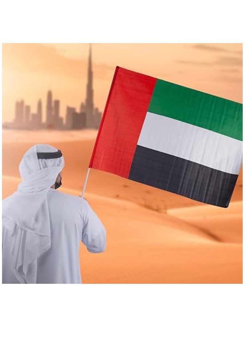 12 Pcs UAE Hand Waving Flag for National Day Flag Day Celebration 1 Meter