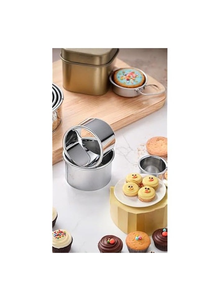 Versatile 3Pcs Stainless Steel Cutters for Baking & Cooking - Round Edge Shapes for Cookies, Biscuits, Dumplings, Cakes, Pastries, Scones.