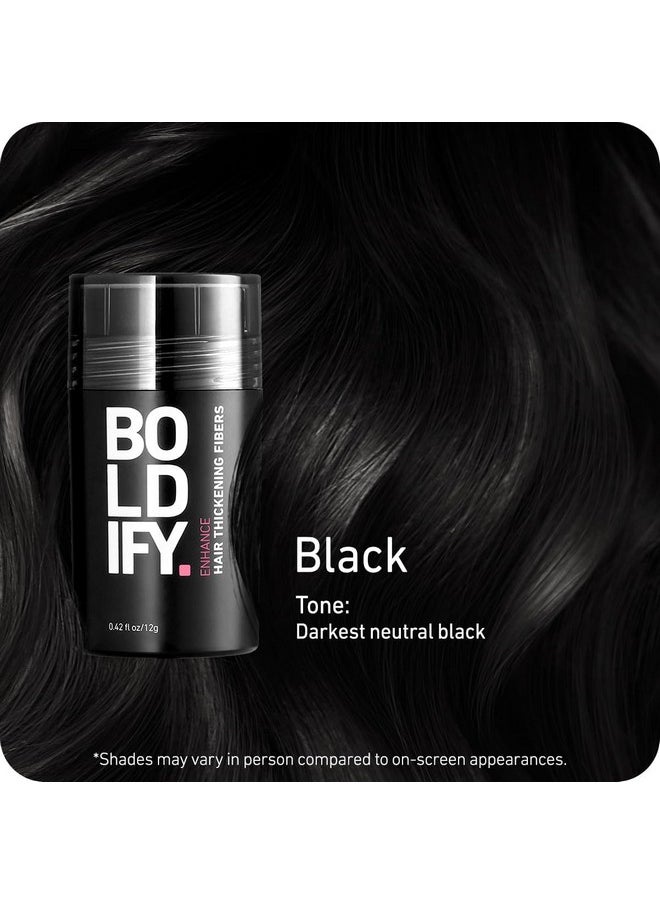 Hair Fibers (12G) Fill In Fine And Thinning Hair For An Instantly Thicker & Fuller Look - Best Value & Superior Formula -14 Shades For Women & Men - Black