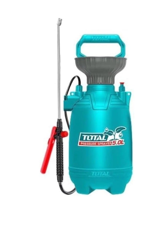 TOTAL 5L Pressure Sprayer - Heavy Duty Garden Sprayer with Adjustable Nozzle, Pressure Release Valve, & Carry Strap for Lawn, Plants, and Cleaning