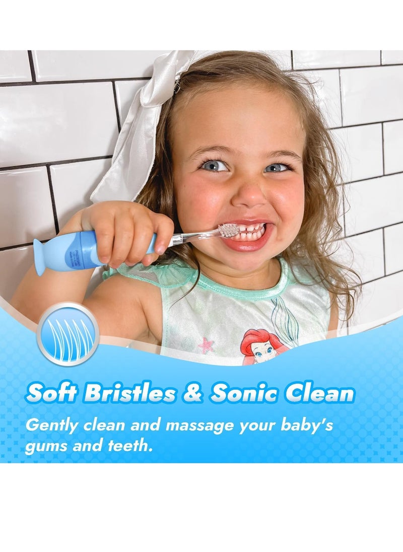 Papablic Toddler Sonic Electric Toothbrush for Ages 1-3 Years, Baby Electric Toothbrush with Cute Penguin Cover and Smart LED Timer, 2 Brush Heads (Pippin)