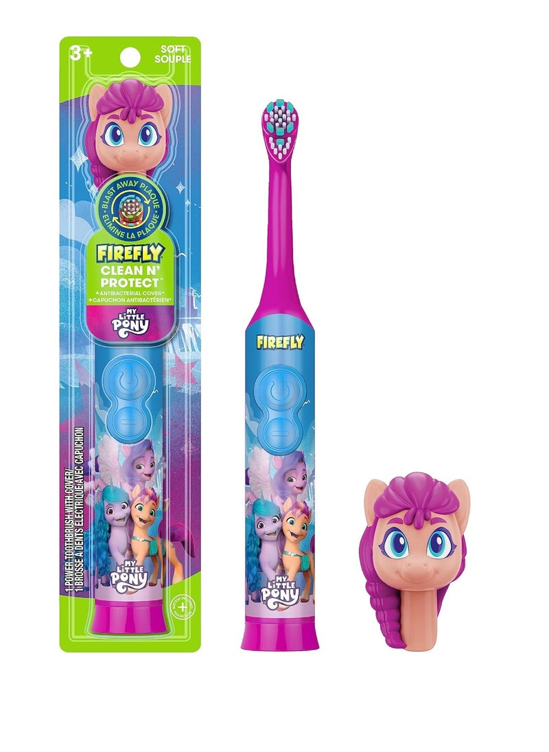 FIREFLY Clean N' Protect My Little Pony Power Toothbrush with 3D Character Cover, Soft Bristles, Battery Included, Ages 3+