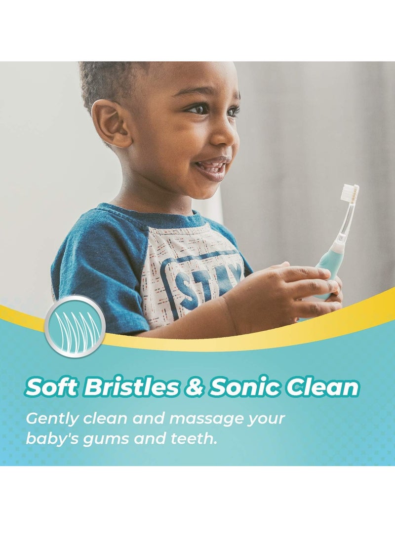 Papablic Toddler Sonic Electric Toothbrush for Ages 1-3 Years, Baby Electric Toothbrush with Cute Dino Cover and Smart LED Timer, 4 Brush Heads (Debby)