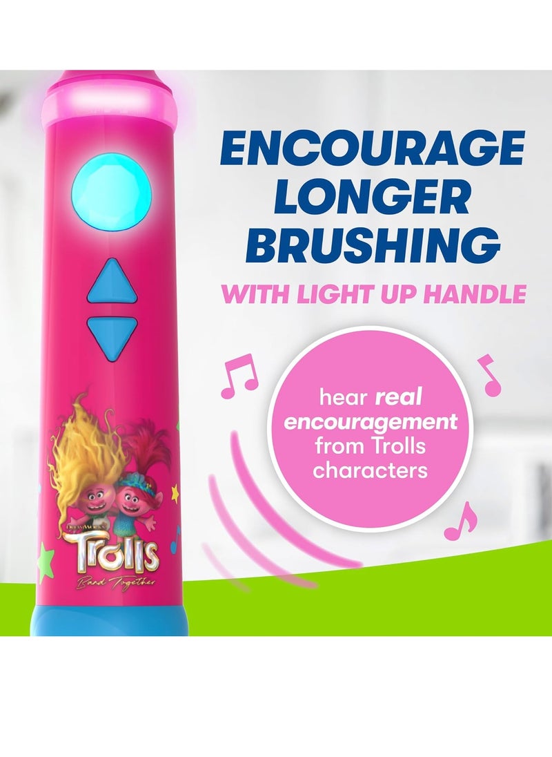 FIREFLY Play Action Trolls Smart Sonic Toothbrush Kit, Interactive Electric Toothbrush with Lights, Music and Games, Batteries Included, Ages 3+