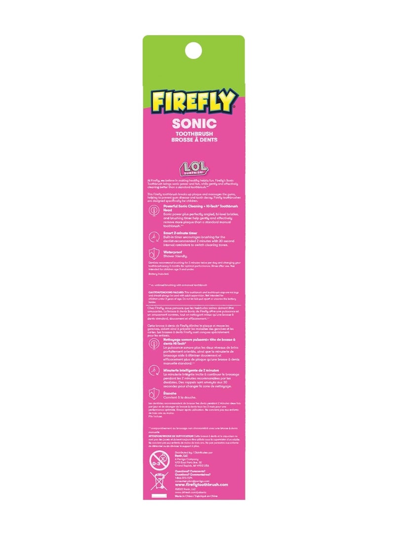 FIREFLY L.O.L. Surprise! Sonic Toothbrush with 3D Toothbrush Cover, Soft, Ages 3+