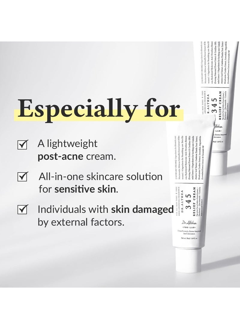 Dr.Althea 345 Relief Cream 50ml | Daily Face Moisturizer | Blemish Relief Care | Soothing Recovery & Moisture with Niacinamide, Panthenol | Korean Vegan Skincare for All Skin Types / 1.69 fl. oz