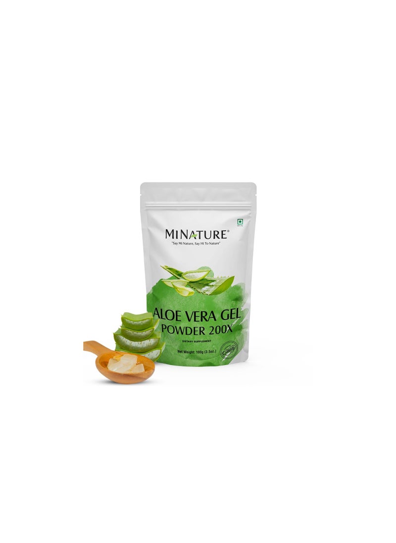 Aloe Vera Gel Powder 200x by mi Nature | Natural and Pure | Aloe Barbadensis | 100g (3.5oz) | Highly Concentrated (200x) | Digestive Support | Suitable for Cosmetic formulations