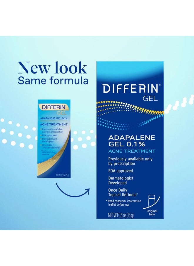 Acne Treatment Gel, 60 Day Supply, Retinoid Treatment For Face With 0.1% Adapalene, Gentle Skin Care For Acne Prone Sensitive Skin, 15G Tube (Pack Of 2) (Packaging May Vary)