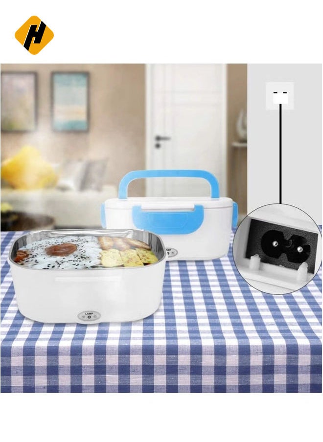 Electric Heating Lunch Box Blue/White 10x7.5x4.5inch