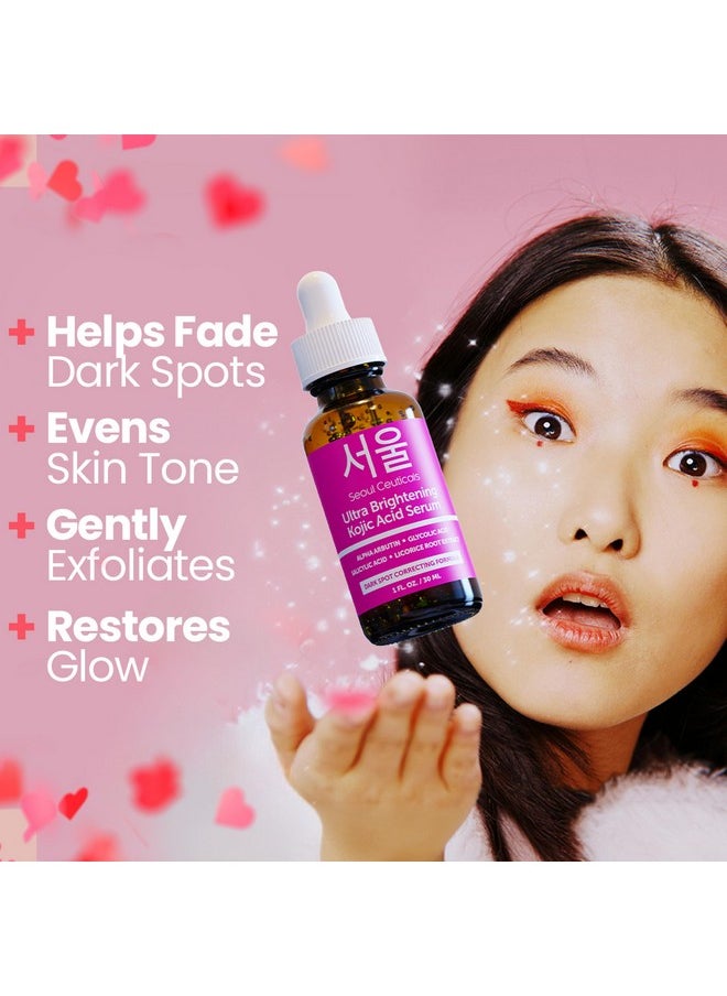 Korean Skin Care Kojic Acid Serum Alpha Arbutin Serum - Dark Spot Remover Corrector Glycolic Acid Serum + Salicylic Acid K Beauty 1Oz