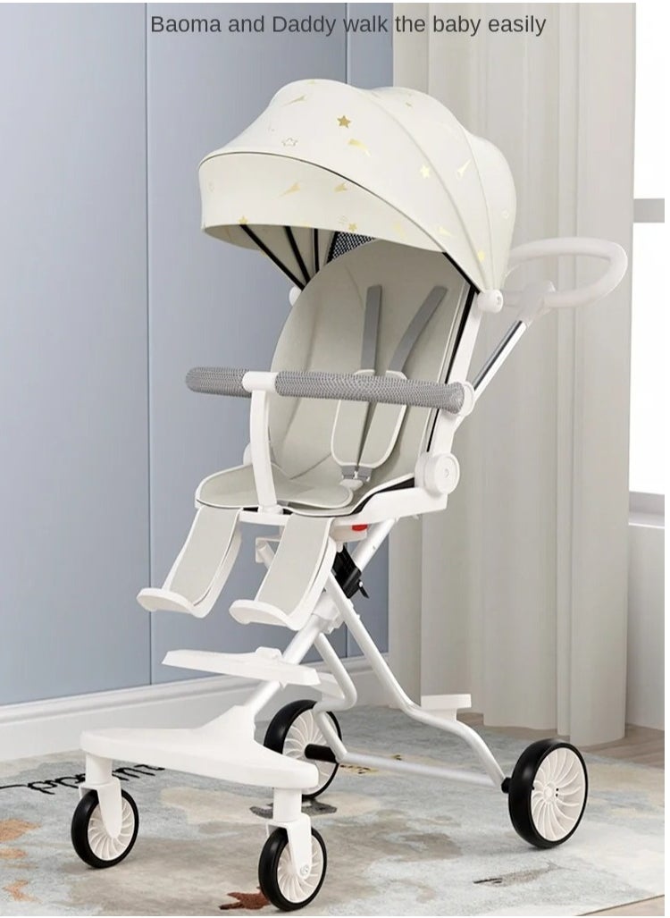 Children's Stroller Folding High Landscape Two-way Can Sit and Lie Down Lightweight One Handed One Button