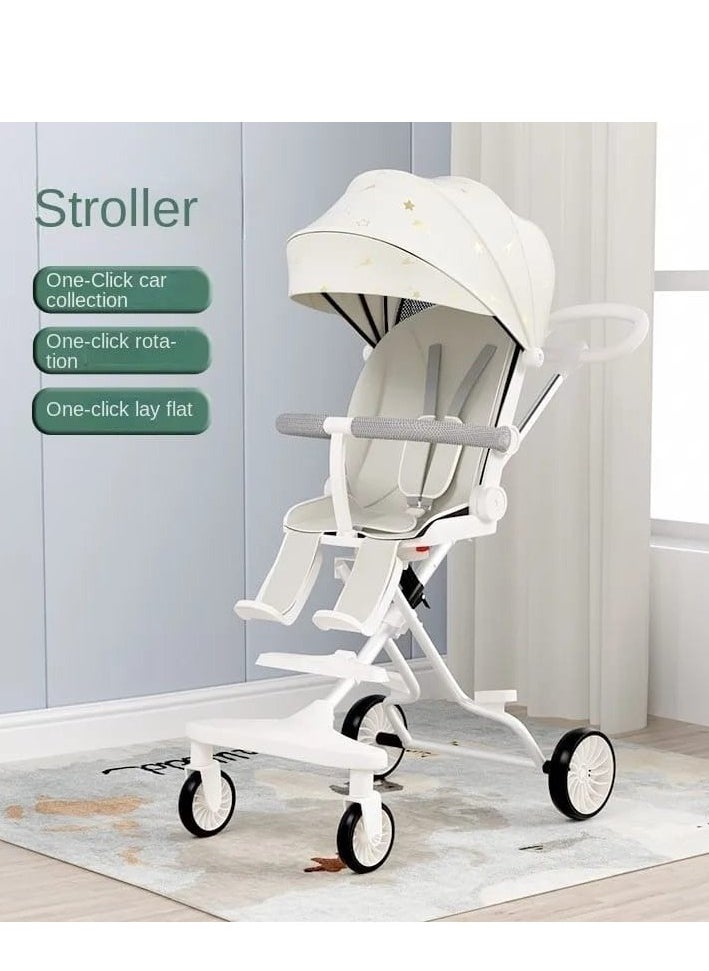 Children's Stroller Folding High Landscape Two-way Can Sit and Lie Down Lightweight One Handed One Button