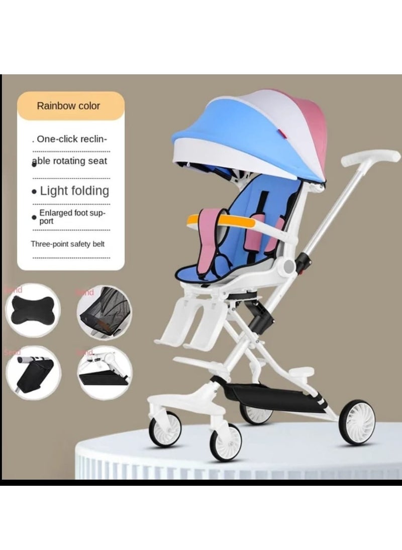 child Baby Stroller Portable Folding Walking Sit Flat Ultra-light Two-way Four-wheeled Lightweight Stroller