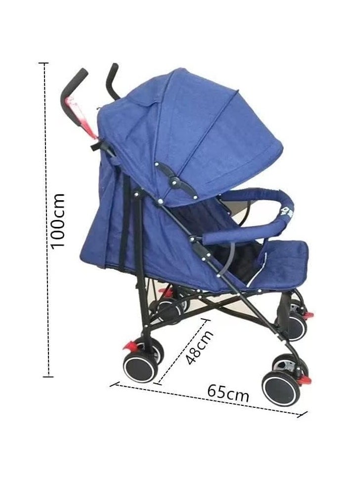 Lightweight Stroller Travel Stroller With Storage Cabin 0-36 Months Compact And Foldable Design, Easy To Carry Adjustable Reclining Seat (Blue)