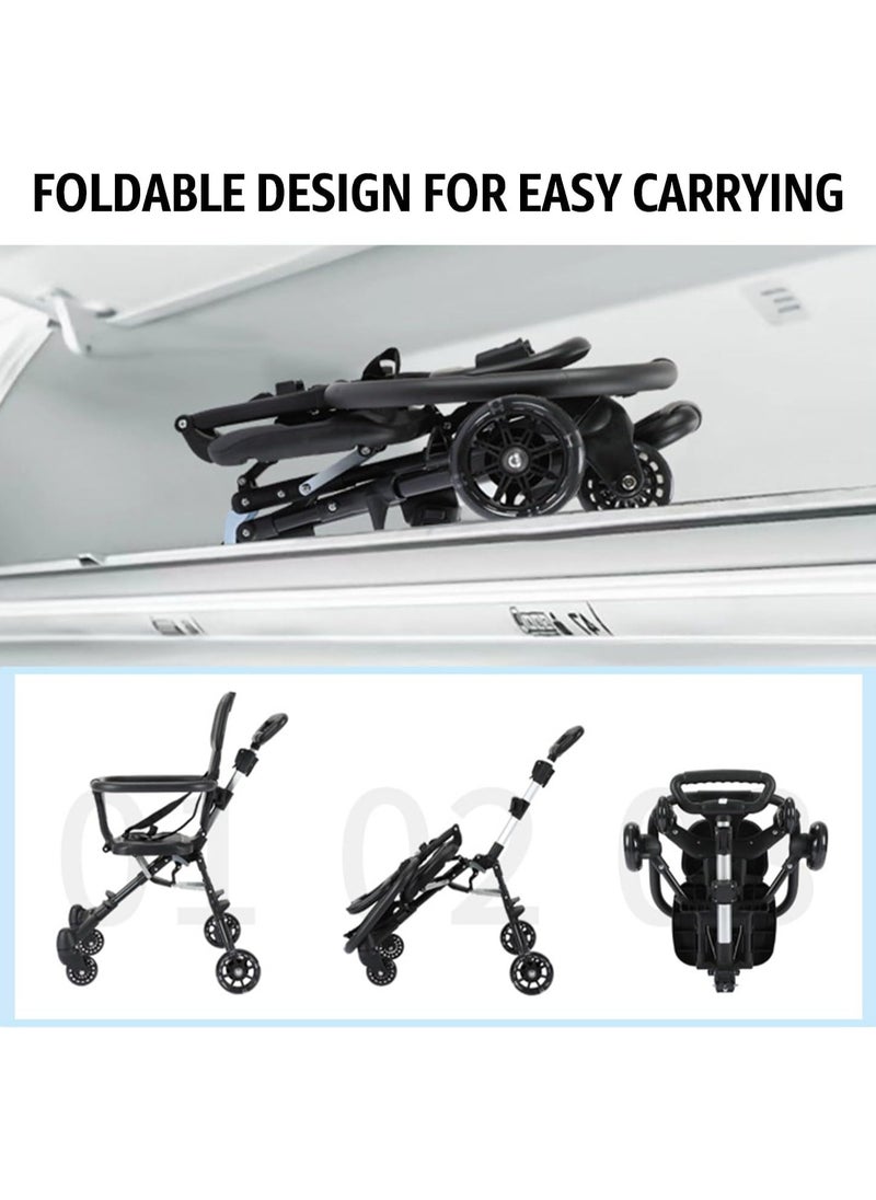 Lightweight Baby Stroller Compact Stroller with One Hand Fold Travel Stroller for Airplane with Cup Holder 5 Point Harness Foot Cover Canopy, Infant Stroller for 0 to 36 Month product color black only