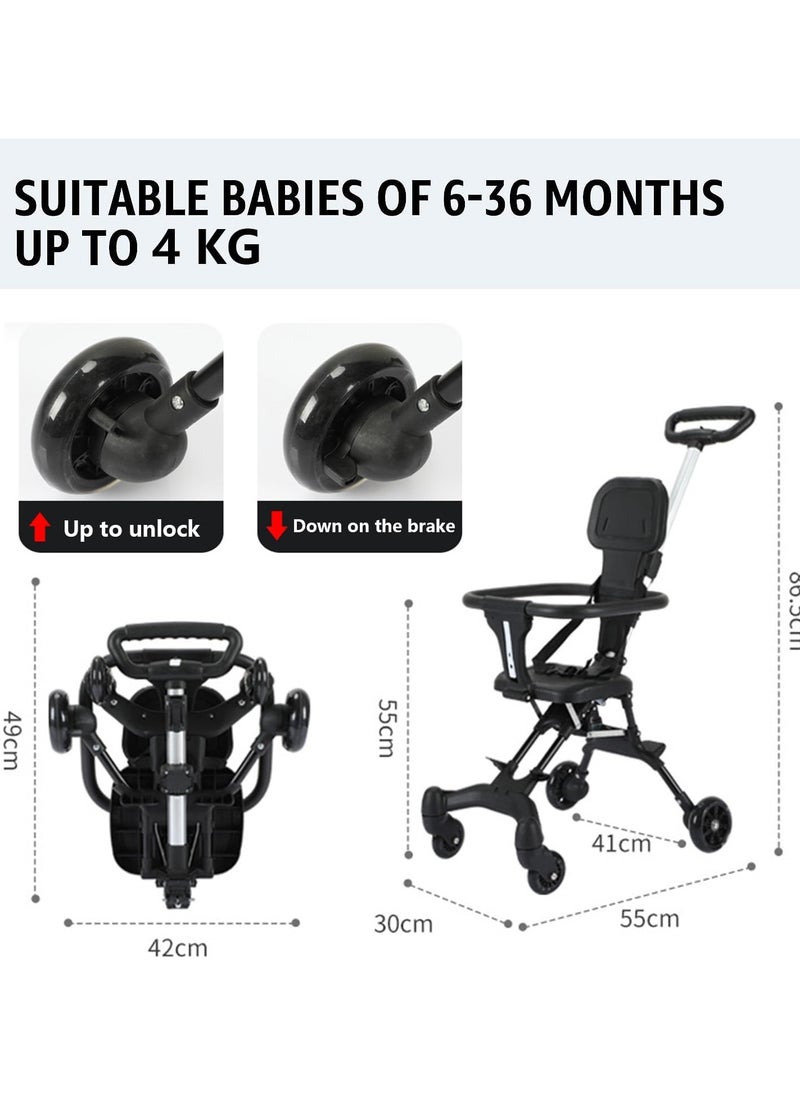 Lightweight Baby Stroller Compact Stroller with One Hand Fold Travel Stroller for Airplane with Cup Holder 5 Point Harness Foot Cover Canopy, Infant Stroller for 0 to 36 Month product color black only