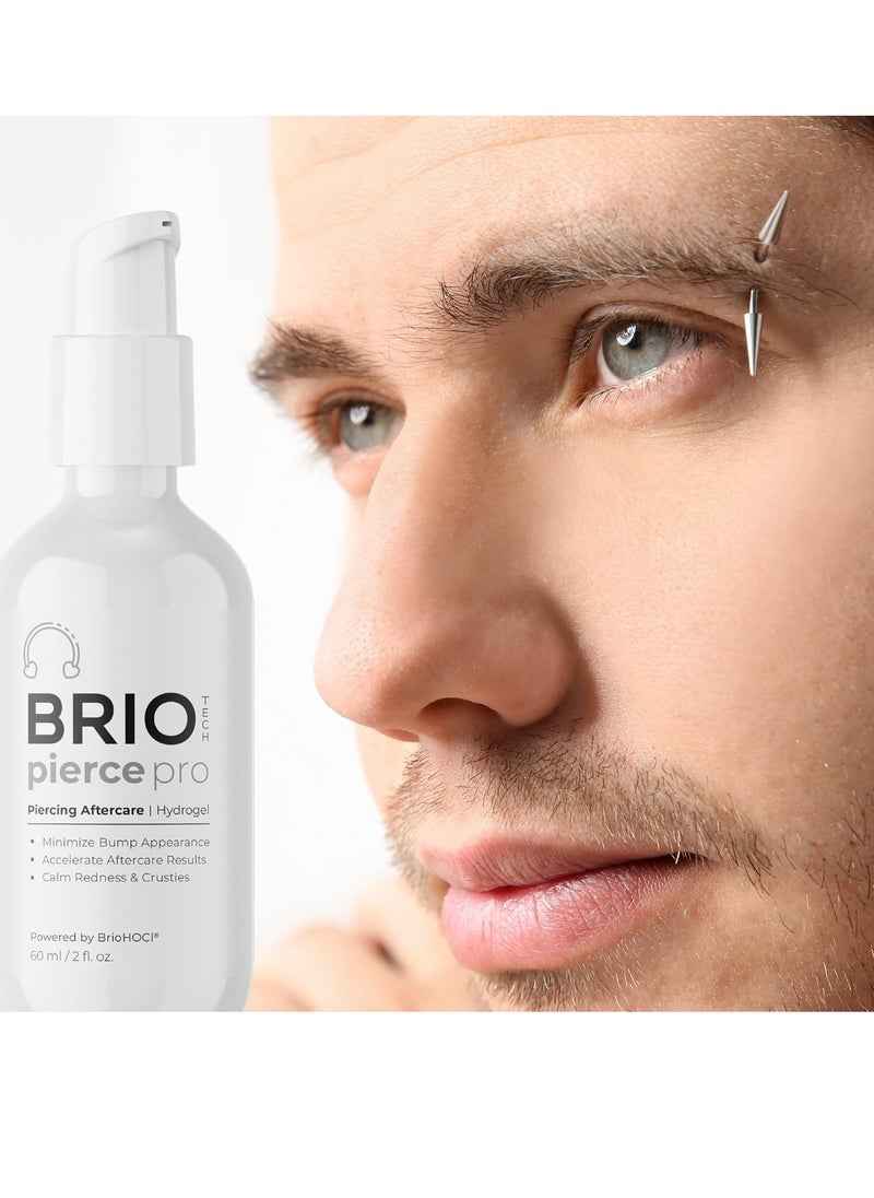 BRIOTECH Pierce Pro Piercing Aftercare Gel, Extra Strength Hypochlorous Acid Hydrogel, Soothe Bumps, Itching, Crust, Quick Dry, No Rinse, 2 fl oz