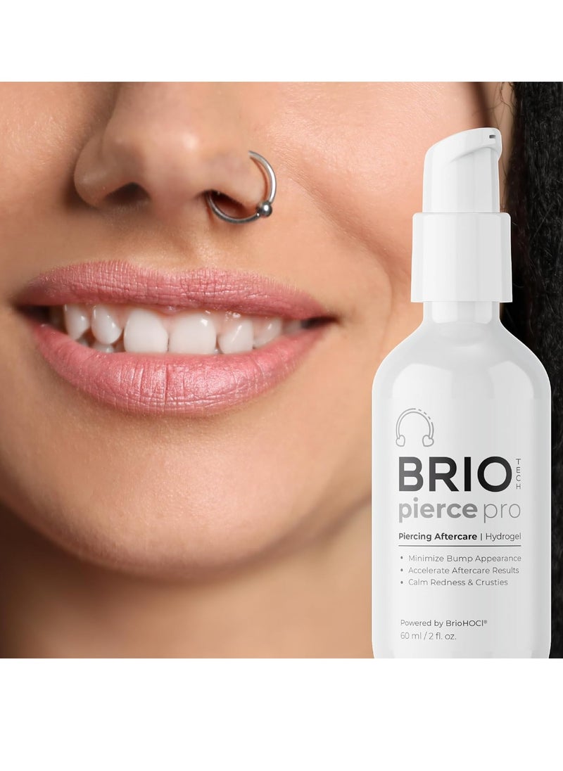 BRIOTECH Pierce Pro Piercing Aftercare Gel, Extra Strength Hypochlorous Acid Hydrogel, Soothe Bumps, Itching, Crust, Quick Dry, No Rinse, 2 fl oz